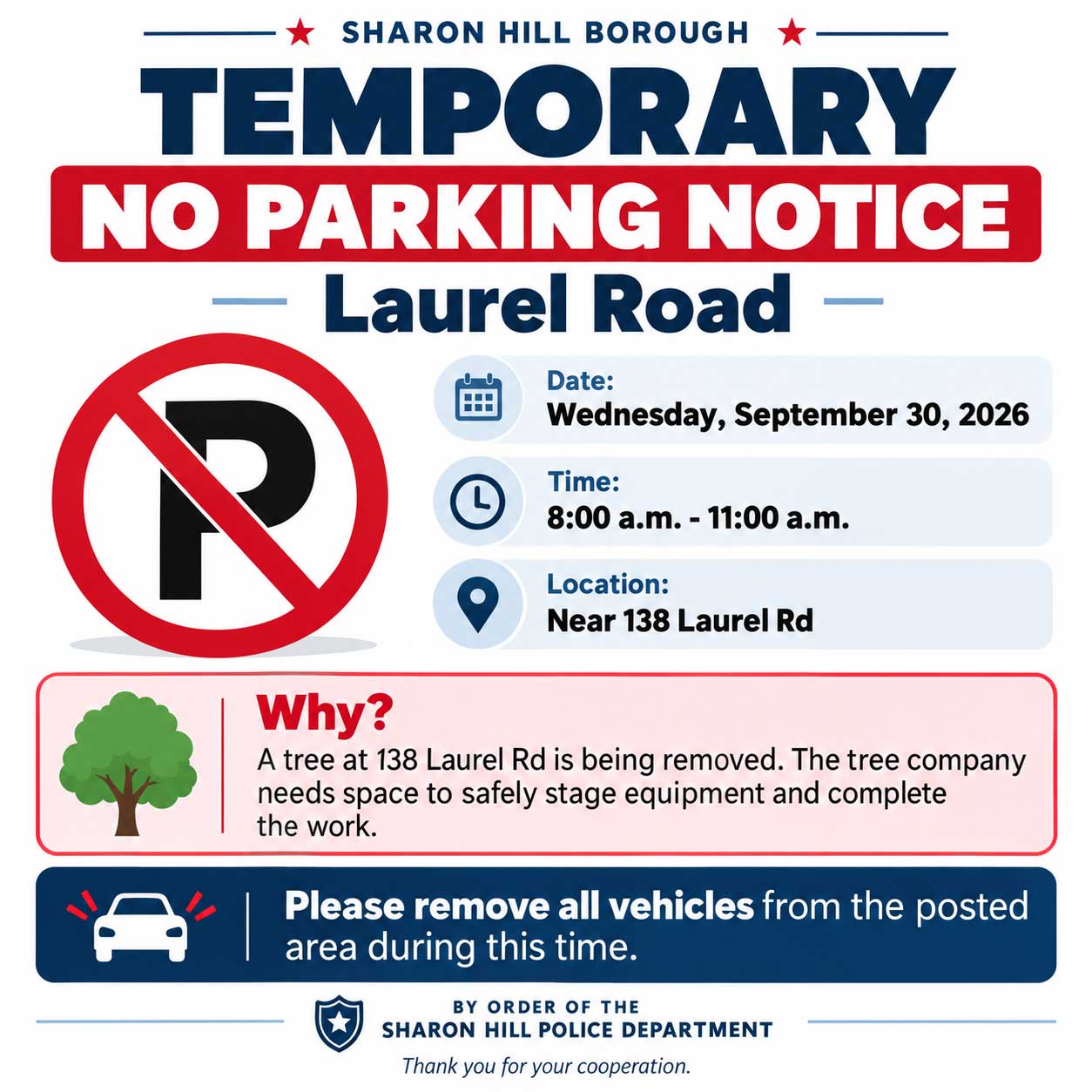 No Parking on Laurel Road