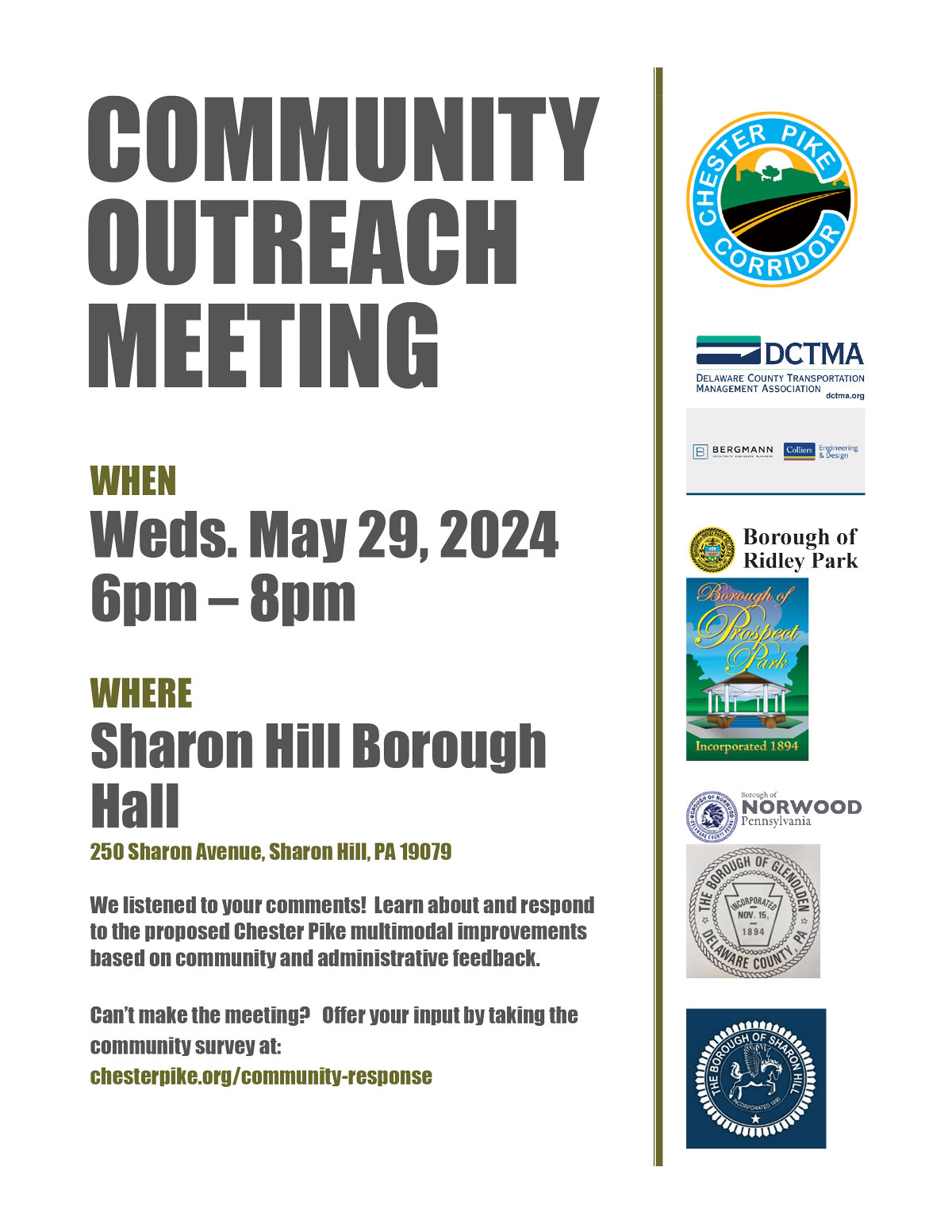 Community Outreach Meeting Chester Pike Corridor