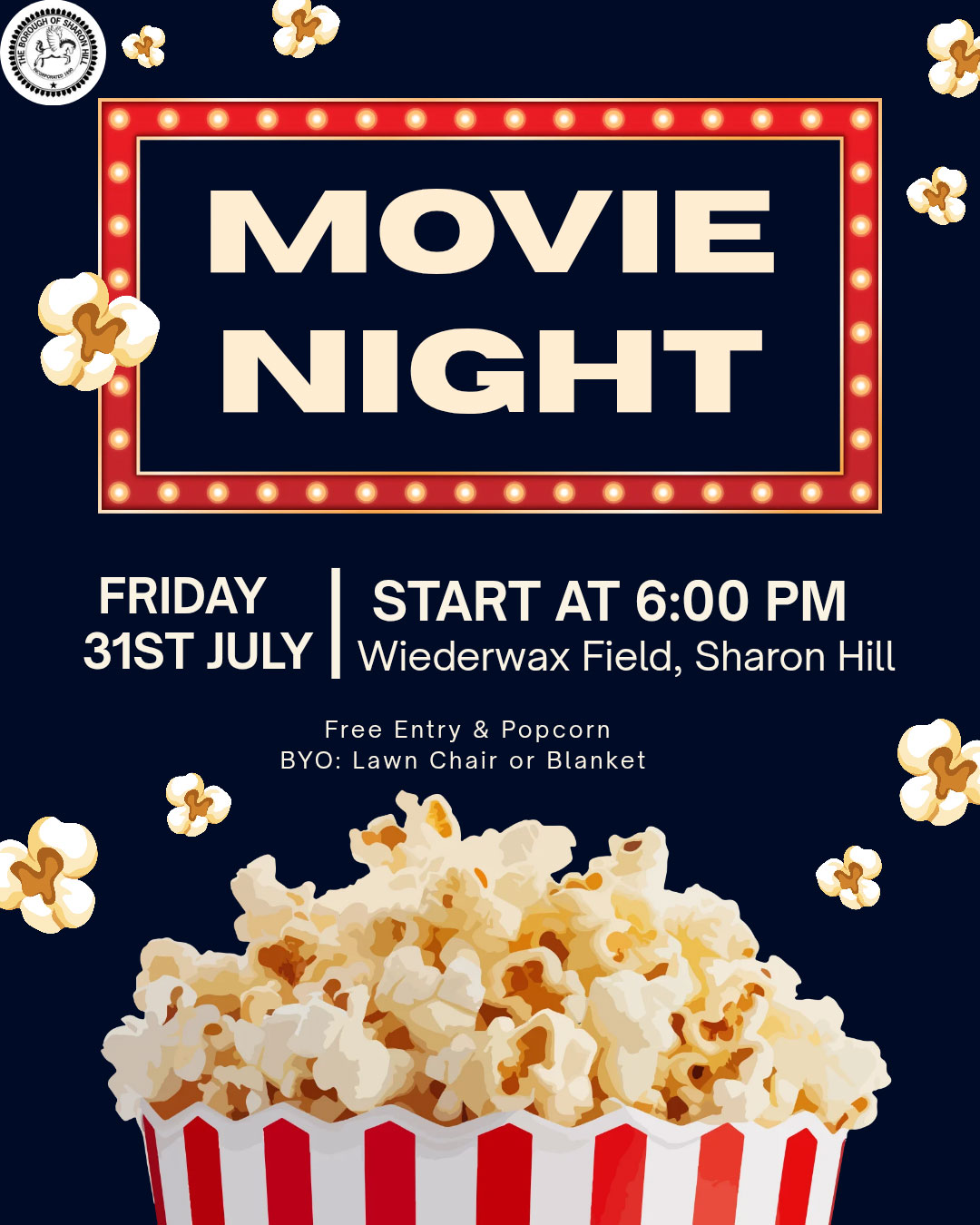 Movie Night at Wiederwax Field Friday July 31
