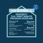 Property Tax//Rent Rebate Deadline extended